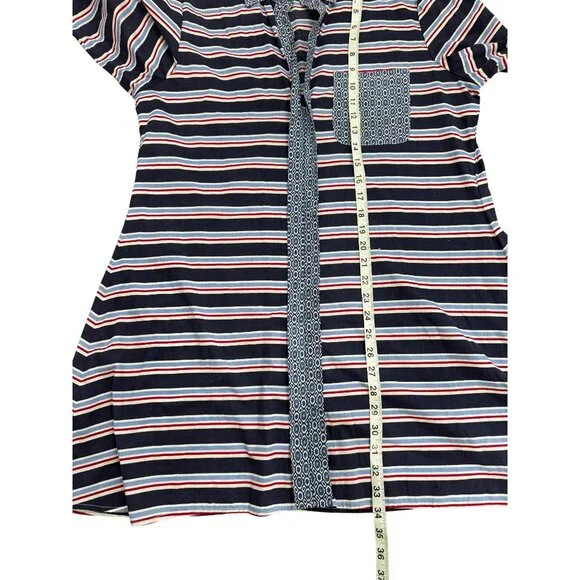 Tommy Bahama Boyfriend Shirt Cover-Up Dress Sleep Striped Blue Womens Size L - Picture 6 of 7